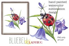 Ladybug bluebell sublimation Watercolor design for print PNG Product Image 2