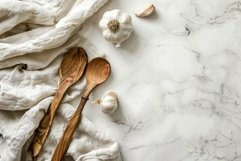 Flatlay photo, marble kitchen counter with copy space Product Image 1