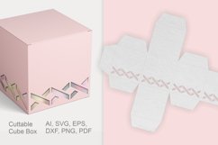 Cuttable Cube Gift Box with Border Holes SVG Product Image 2