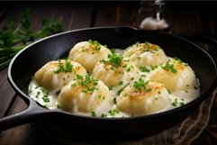 Creamy scalloped potatoes in cast iron skillet Product Image 1