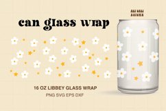 Daisy and Stars Wrap For Libbey Can Glass| Retro Flowers SVG Product Image 1