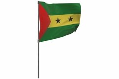 Sao Tome and Principe flag on pole. Waving banner isolated. Product Image 1
