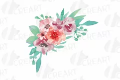 Coral and burgundy floral watercolor wedding bouquets decor Product Image 13