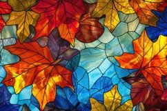 Stained Glass Autumn Leaves Background Wallpaper Product Image 1