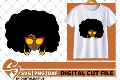 Black Woman in Cat Eyes Sunglasses svg, Afro Hair, Melanin Product Image 1