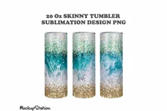 Beach Tumbler Wrap 20oz Skinny Design Sublimation PNG Product Image 2