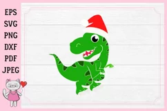Santa dinosaur SVG, christmas dinosaur baby boy svg Product Image 2