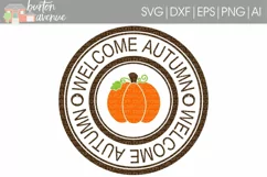 Autumn Stamp cut File - Thanksgiving SVG DXF EPS AI PNG Product Image 1