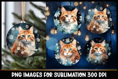 Red Cat Christmas Round Ornament Sublimation Product Image 1