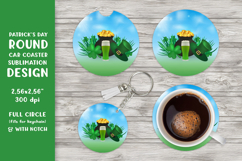 St Patrick’s Day car coaster sublimation. Round coaster 017 Product Image 1