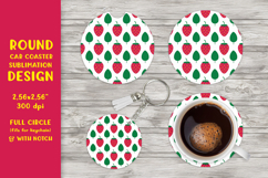 Strawberry car coaster sublimation. Summer round coaster 06 Product Image 1