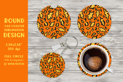 Fall leopard car coaster sublimation. Round coaster PNG 06 Product Image 1