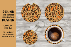Fall leopard car coaster sublimation. Round coaster PNG 08 Product Image 1