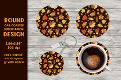 Fall car coaster sublimation. Autumn round coaster APCC2809 Product Image 1