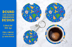 Dia De Los Muertos car coaster sublimation. Round coaster 07 Product Image 1