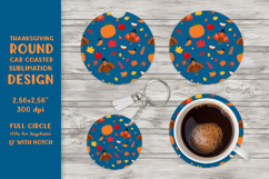 Thanksgiving car coaster sublimation. Round coaster PNG 06 Product Image 1