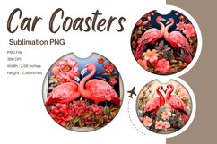 Lover Flamingo Car Coasters Accessories Valentine Gift PNG Product Image 1