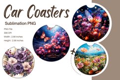 Butterfly Flower Car Coasters Sublimation Car Accessories Product Image 1