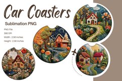 Little House Embroidery Car Coaster Sublimation Template Product Image 1