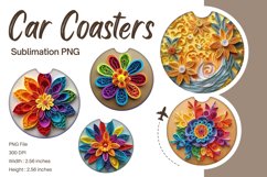 3D Flower Quilling Car Coasters Sublimation Template Product Image 1