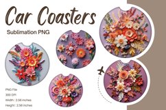 3D Flower Quilling Car Coasters Sublimation Template Product Image 1