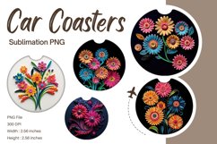 3D Flower Quilling Car Coasters Sublimation Template Product Image 1