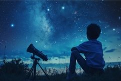 Young astronomer gazing at starry sky Product Image 1