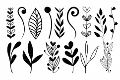 Wreaths Clipart, Hand drawn black design elements, Digital wreath, laurels, leaves and branches, Wedding clipart, Vector Product Image 5