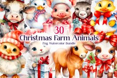 Christmas Farm Animals Sublimation, Christmas Animal Clipart Product Image 1