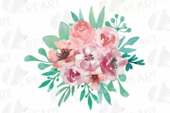 Coral and burgundy floral watercolor wedding bouquets decor Product Image 5