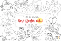 Rose Flower Line Art SVG Graphic Vol 2 Floral Line Art Product Image 1