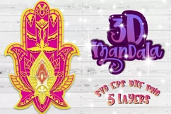 3D Mandala Layered Hamsa svg Papercut SVG Zentangle yoga Product Image 1