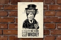 Monkey gentleman hold pocket Time to Drink engraving Product Image 1