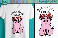 Cute Pig in Bandana SVG File, Gettin Piggy With It SVG File Product Image 1