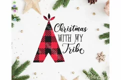 Christmas With My Tribe svg, Buffalo plaid svg Product Image 1