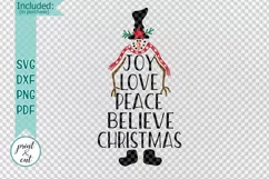 Joy Love Peace Believe Christmas Snowman Vintage svg pdf dxf Product Image 2