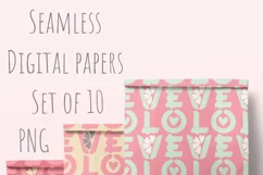 Seamless Valentine Papers Love and Xoxo 10 PNG files Product Image 10