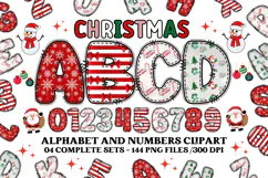 Christmas Alphabet png clipart, christmas letters doodle Product Image 1
