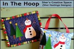 Happy Snowman Mug Rug or Doorknob Hanger Pattern - Machine Embroidery Product Image 1