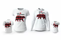 Bear family clipart. Plaid mama bear and family match shirt Product Image 3