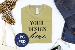 Folded T-shirt Mockup Natural Color, Sand, Cornsilk t-shirt Product Image 1