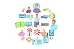 Haggler icons set, cartoon style Product Image 1