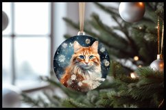 Red Cat Christmas Round Ornament Sublimation Product Image 2