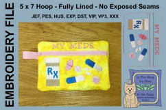 ITH My Meds Flower Zipper Bag - Lined, 5X7 HOOP Product Image 1