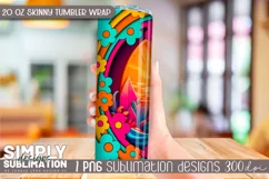 3D Retro Beach Sublimation Skinny Tumbler Wrap| 20oz | Png Product Image 3