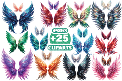 Sparkle Angel Wings Sublimation Clipart | Glitter Wing PNG Product Image 1