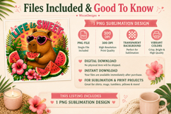 Life Is Sweet Capybara PNG Sublimation Design Product Image 3