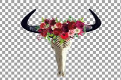 Watercolor Floral Wildebeest Skull clipart, gnus skull Product Image 2