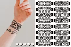 Hand Bracelet Floral Alphabets, Tattoo, Paper Cut Template Product Image 1