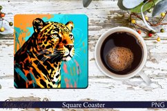 Leopard Square Coaster | Wild Animal | Big Cat PNG Product Image 1